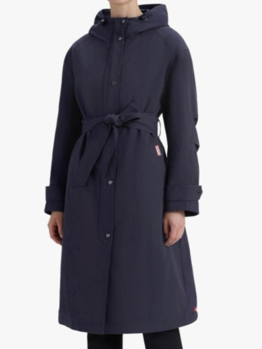 NWT Hunter Violet Hooded Long Quilted Midnight Navy Trench Coat Size Small